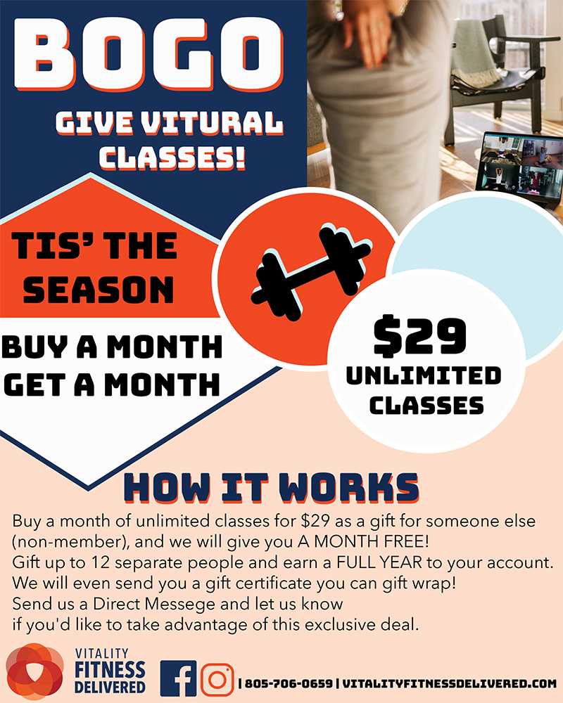 Buy a Month, Get a Month of Virtual Classes for $29
